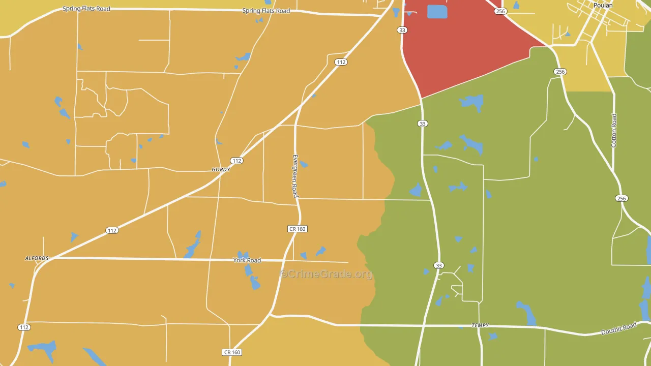 Gordy, GA Map of Vandalism Rates