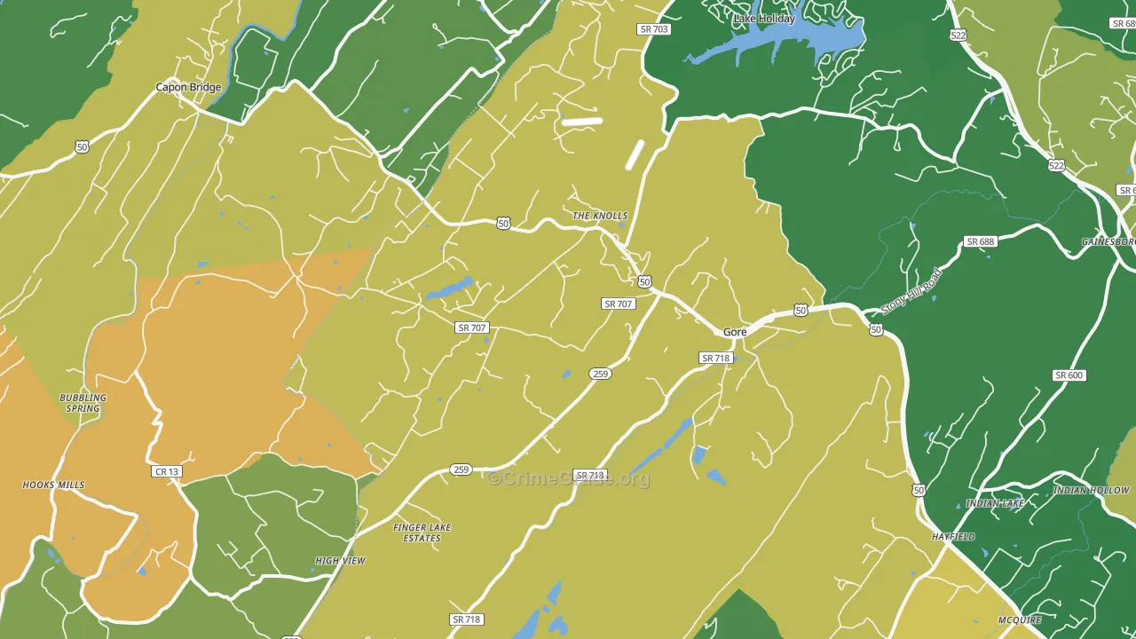 Gore, VA Map of Vandalism Rates