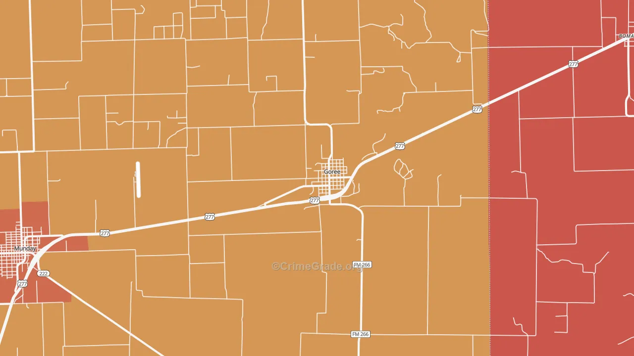Goree, TX Map of Vandalism Rates