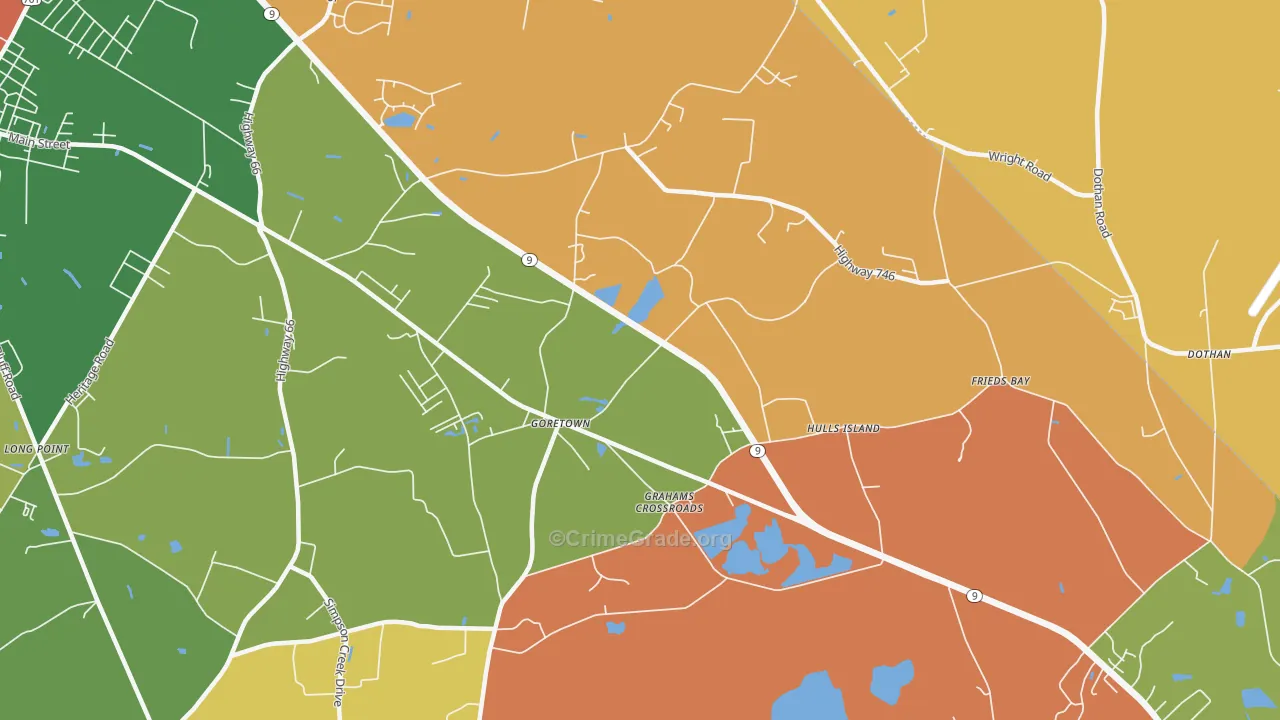 Goretown, SC Map of Vandalism Rates