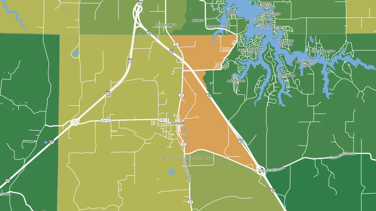 Goreville, IL Map of Vandalism Rates