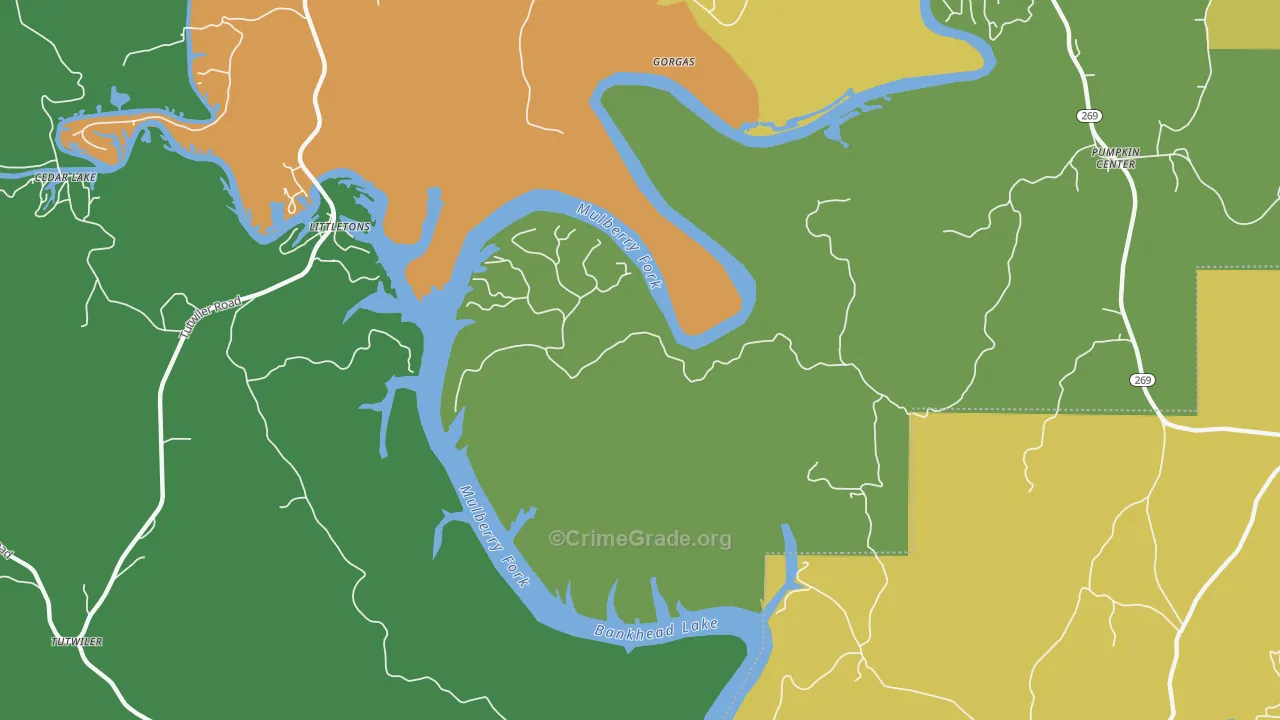 Gorgas, AL Map of Vandalism Rates