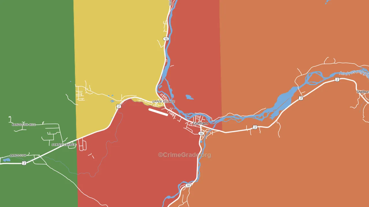 Gorham, NH Map of Vandalism Rates