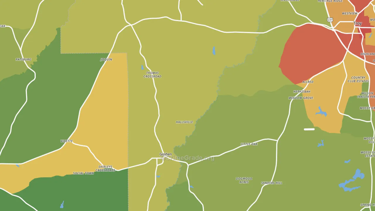Goshen, AL Map of Vandalism Rates