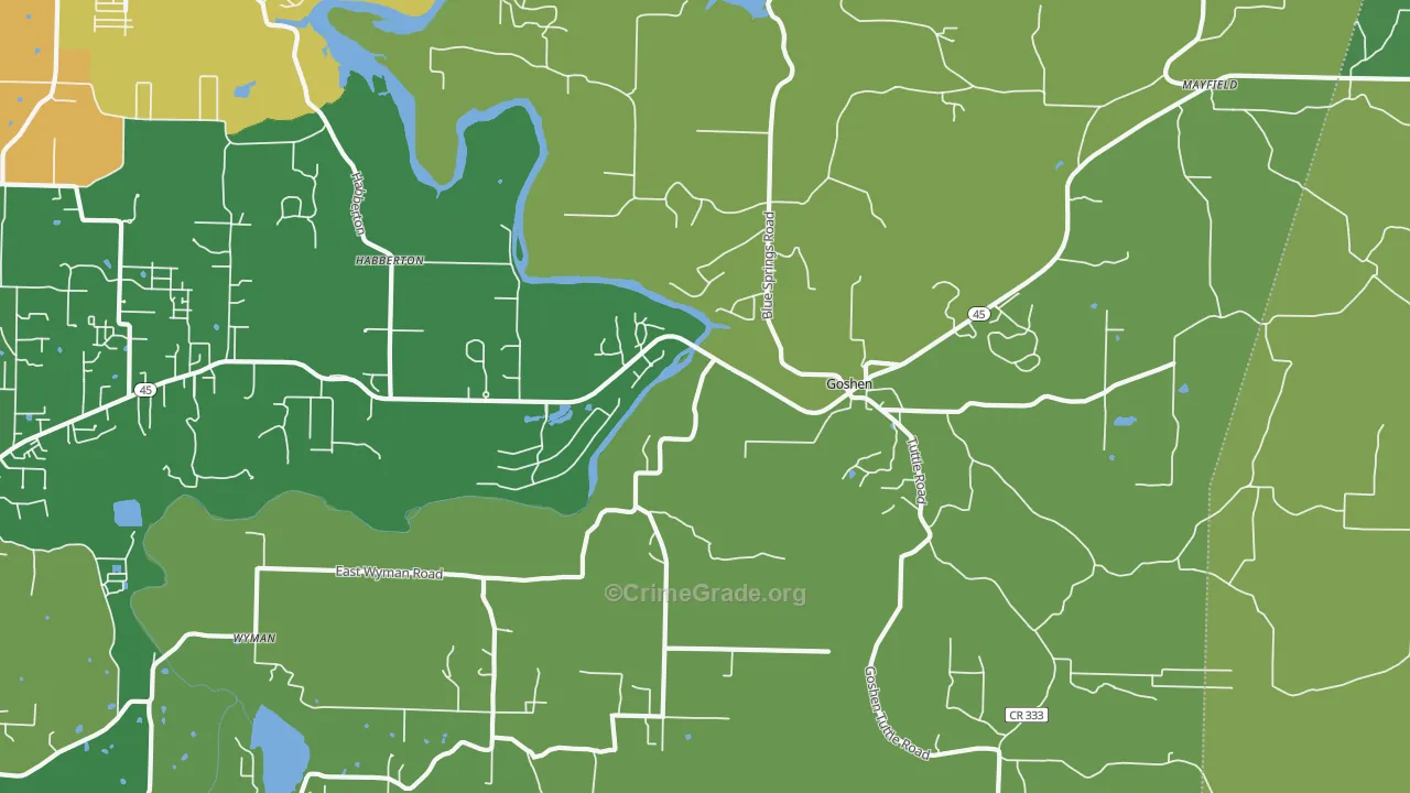 Goshen, AR Map of Vandalism Rates