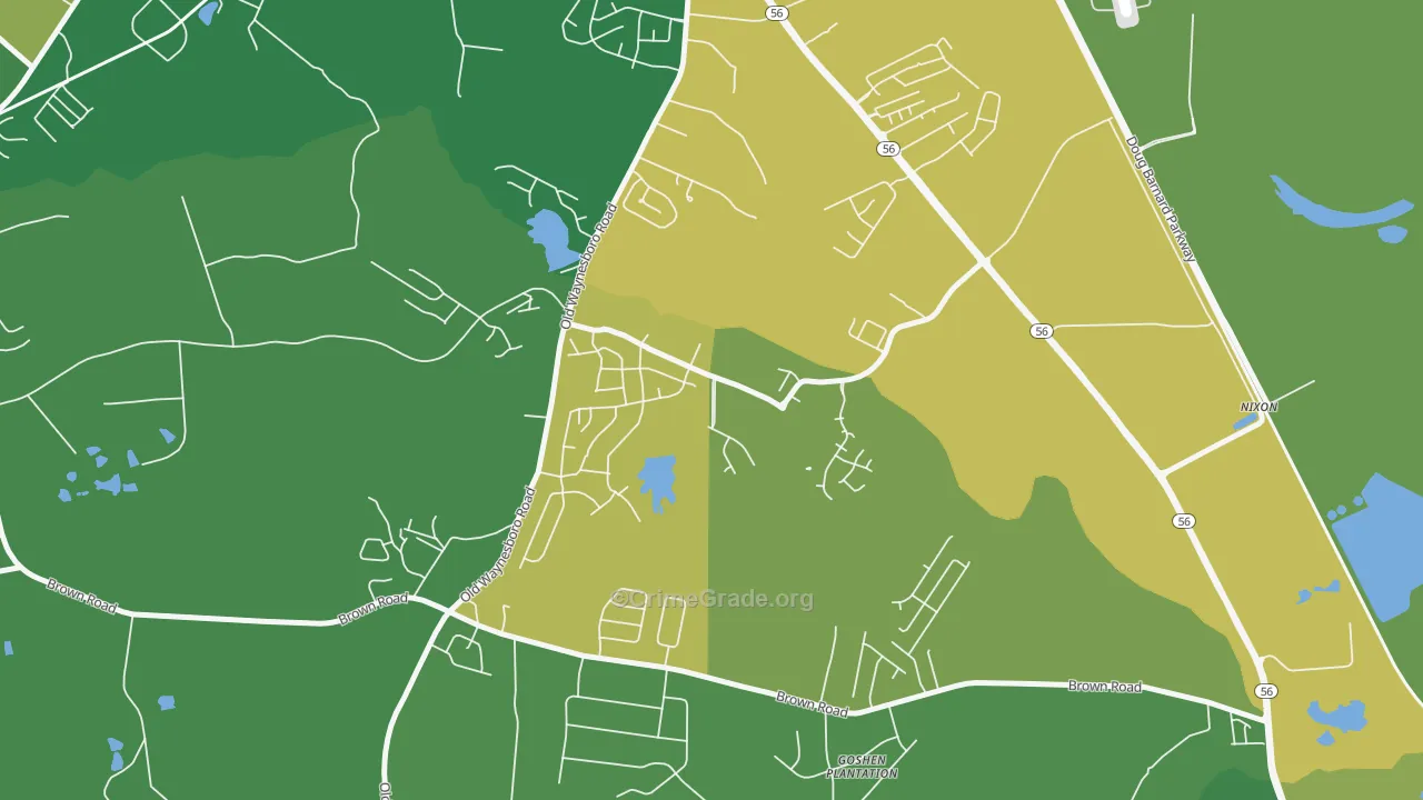 Goshen, Augusta, GA Map of Vandalism Rates