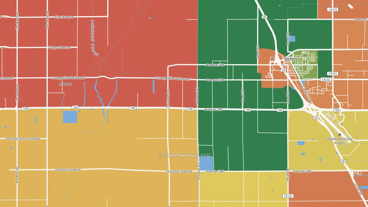 Goshen, CA Map of Vandalism Rates