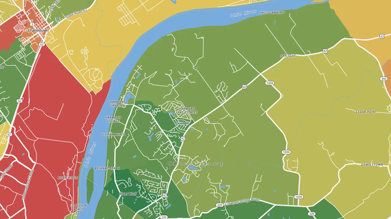 Goshen, KY Map of Vandalism Rates