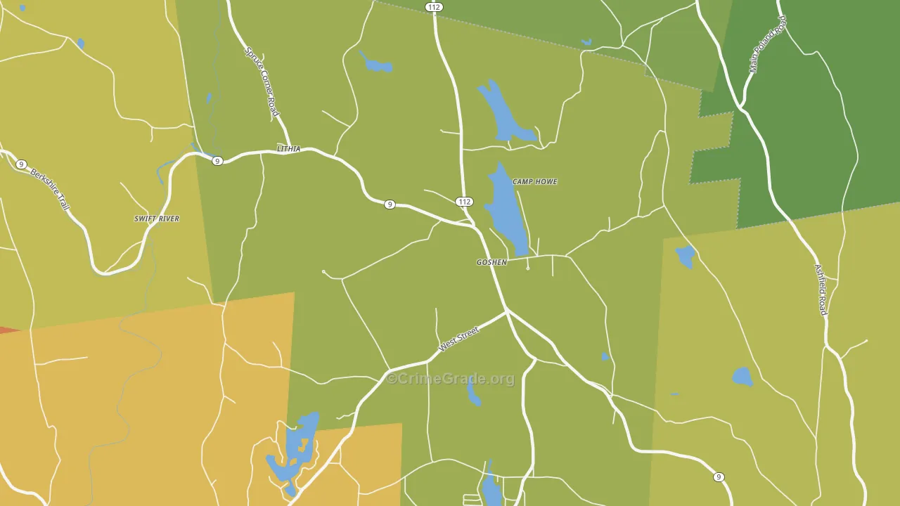 Goshen, MA Map of Vandalism Rates