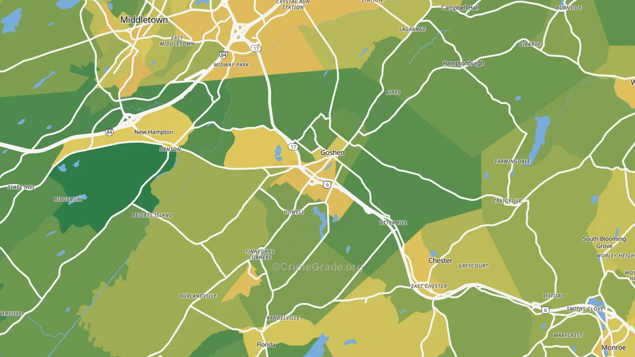 Goshen, NY Map of Vandalism Rates