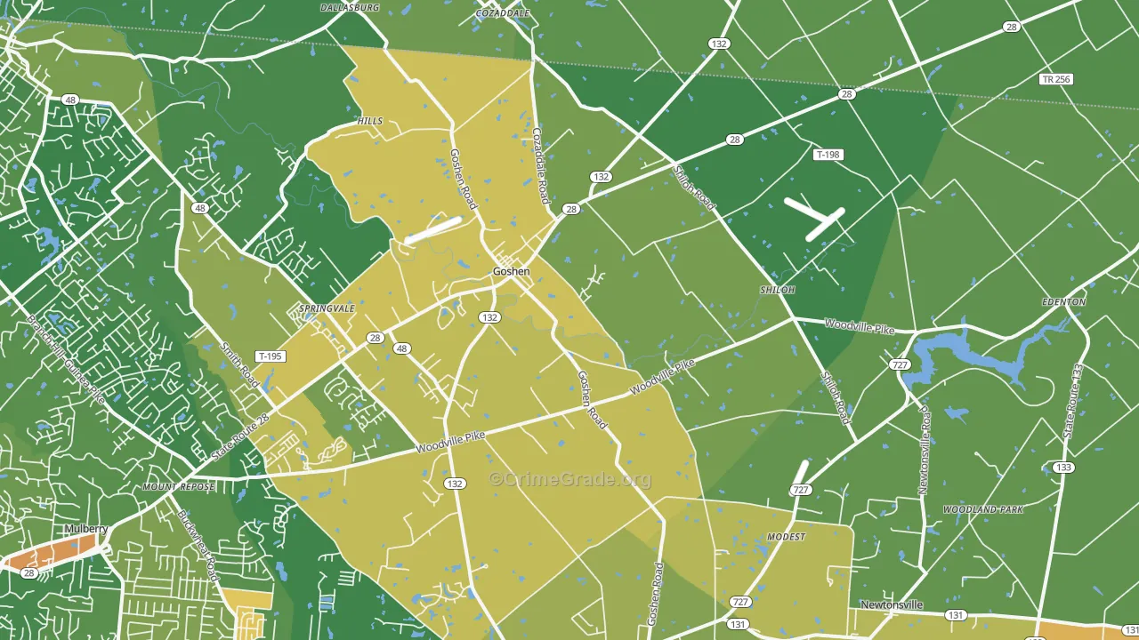 Goshen, OH Map of Vandalism Rates