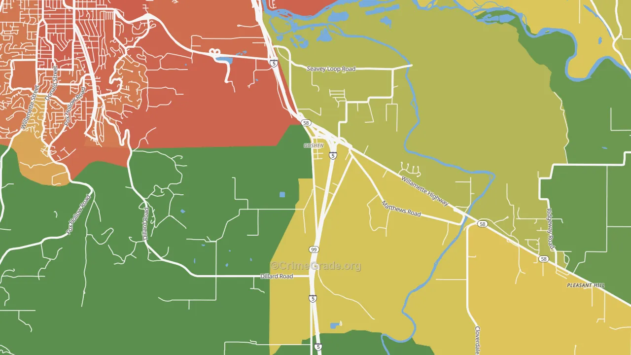 Goshen, OR Map of Vandalism Rates