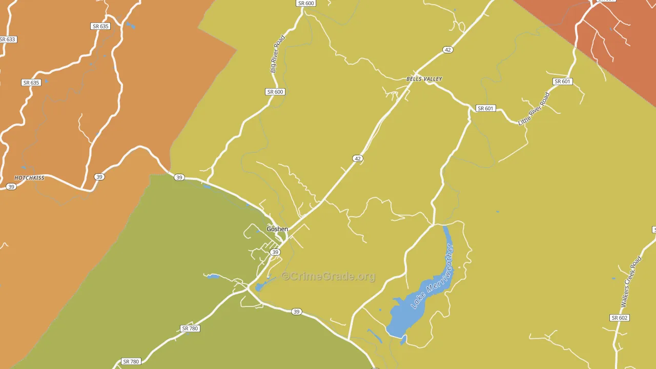 Goshen, VA Map of Vandalism Rates