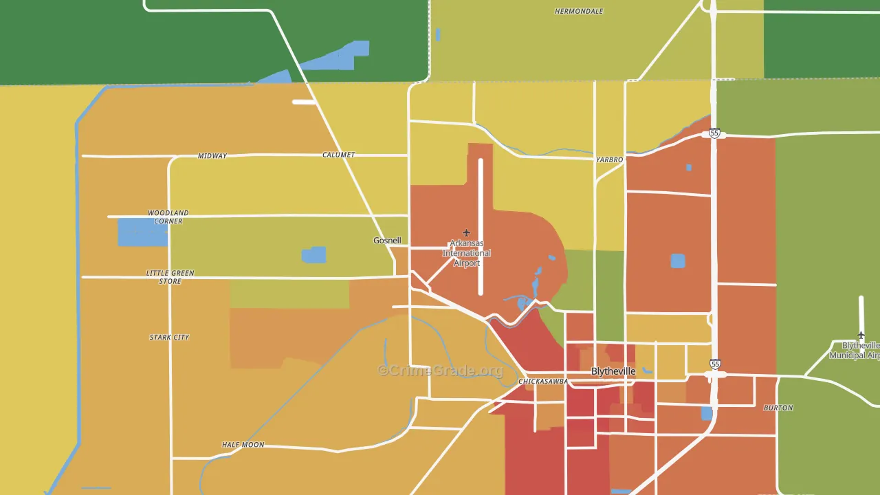 Gosnell, AR Map of Vandalism Rates
