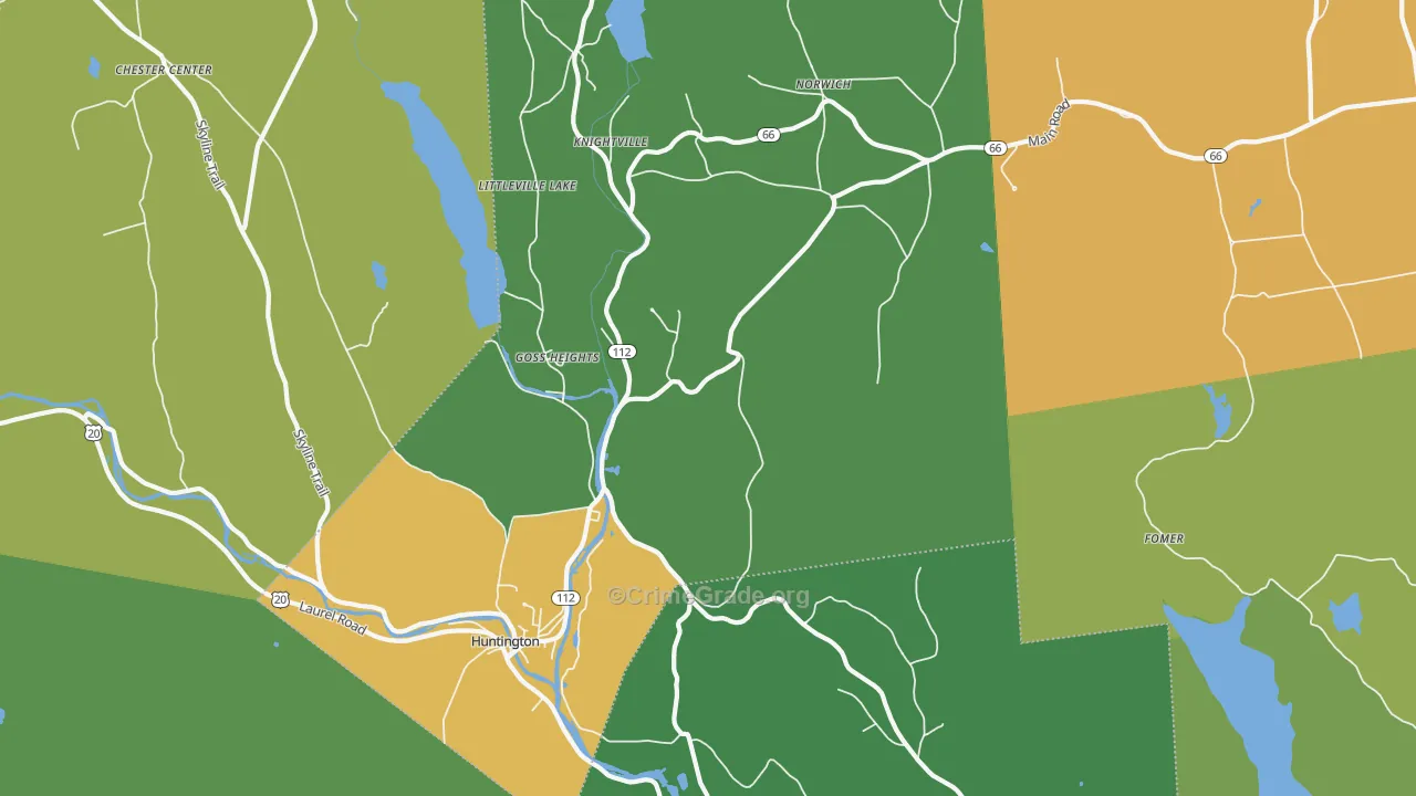 Goss Heights, MA Map of Vandalism Rates
