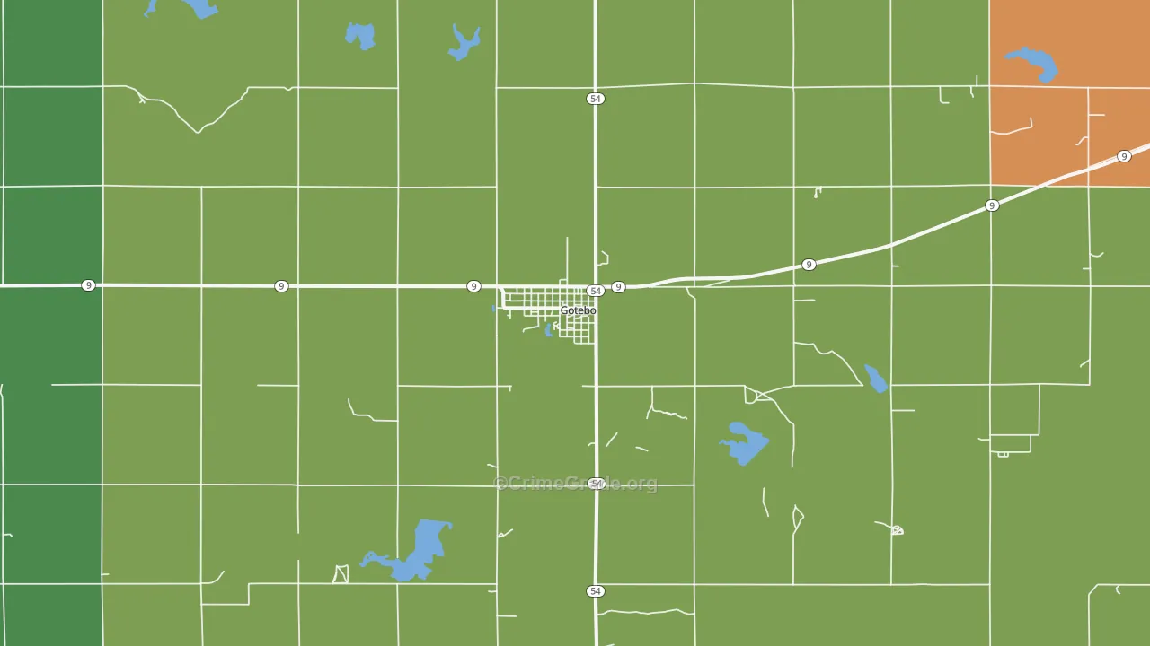 Gotebo, OK Map of Vandalism Rates