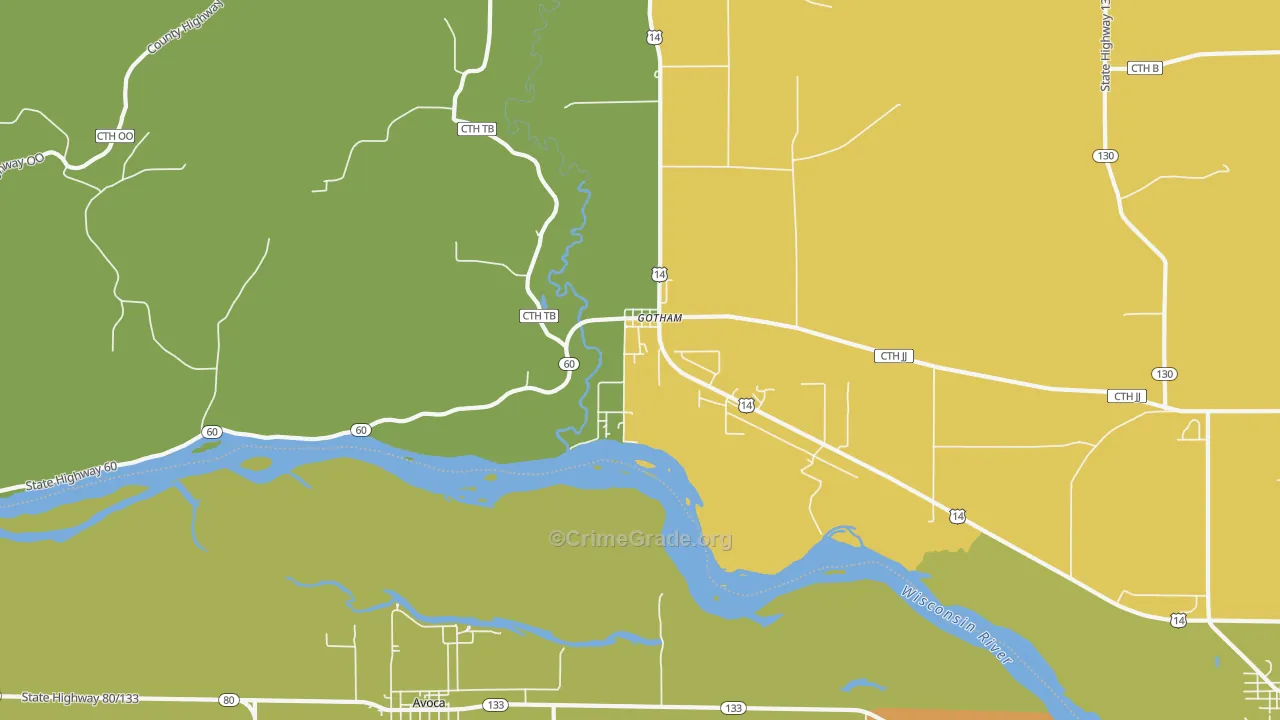 Gotham, WI Map of Vandalism Rates
