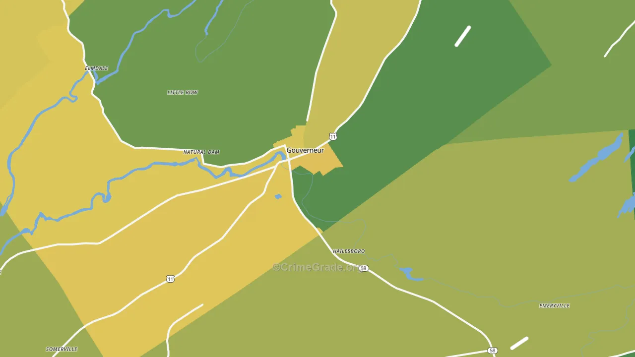 Gouverneur, NY Map of Vandalism Rates
