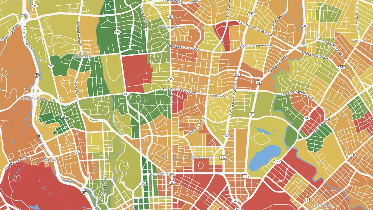Govans, Baltimore, MD Map of Vandalism Rates