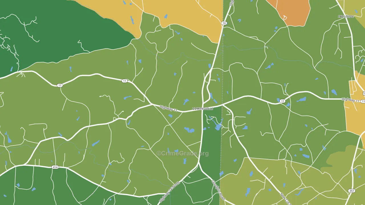 Gowensville, SC Map of Vandalism Rates
