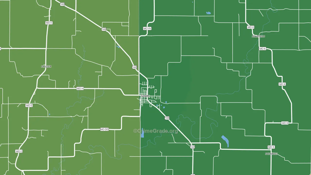 Gower, MO Map of Vandalism Rates