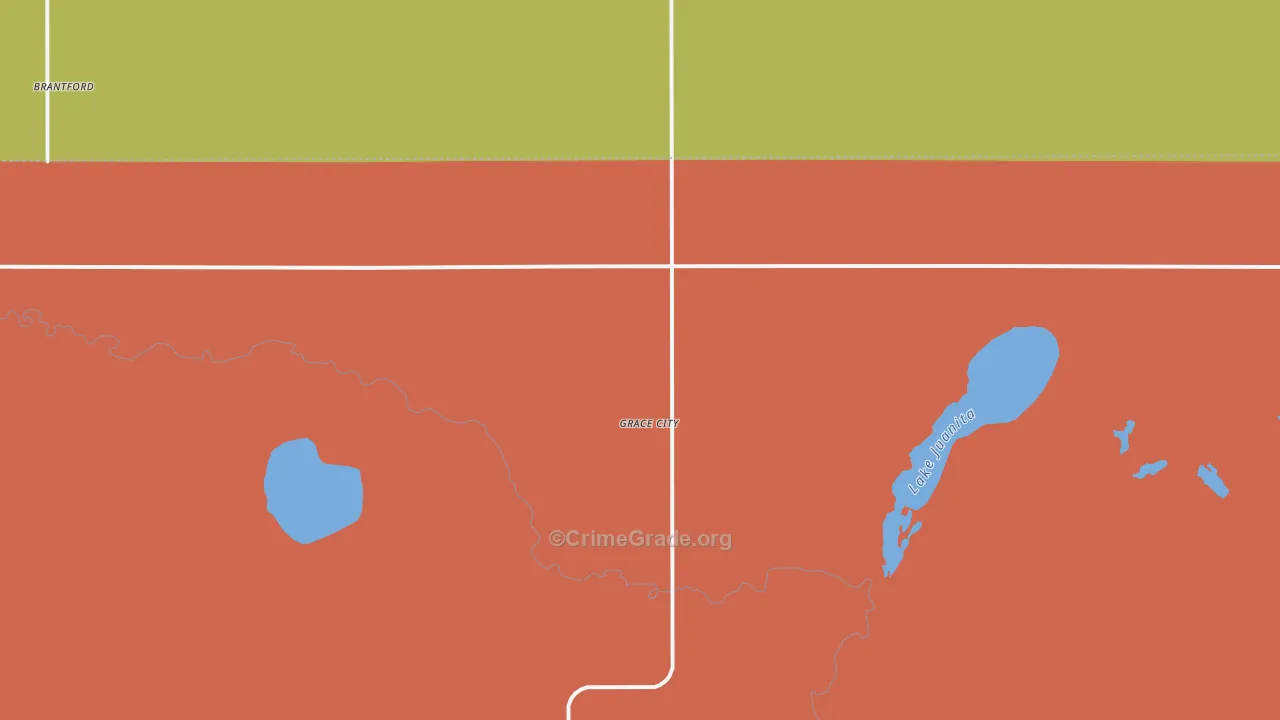 Grace City, ND Map of Vandalism Rates