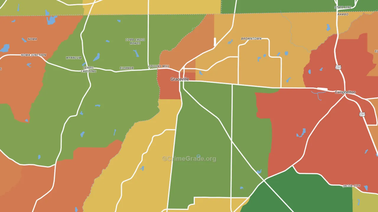 Graceville, FL Map of Vandalism Rates