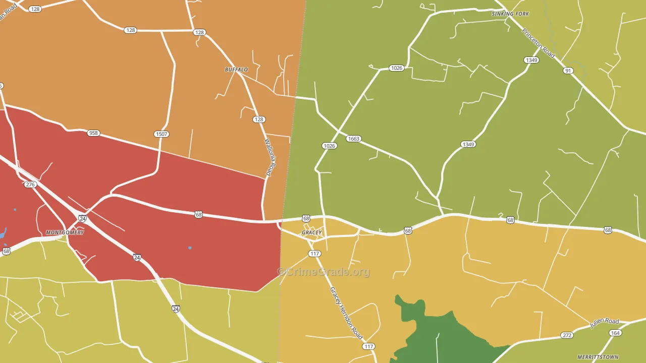 Gracey, KY Map of Vandalism Rates
