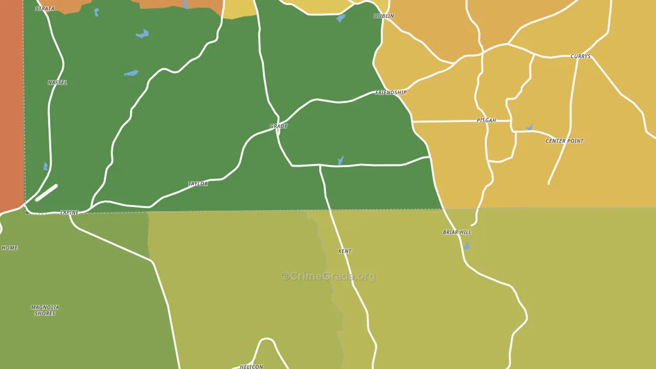 Grady, AL Map of Vandalism Rates