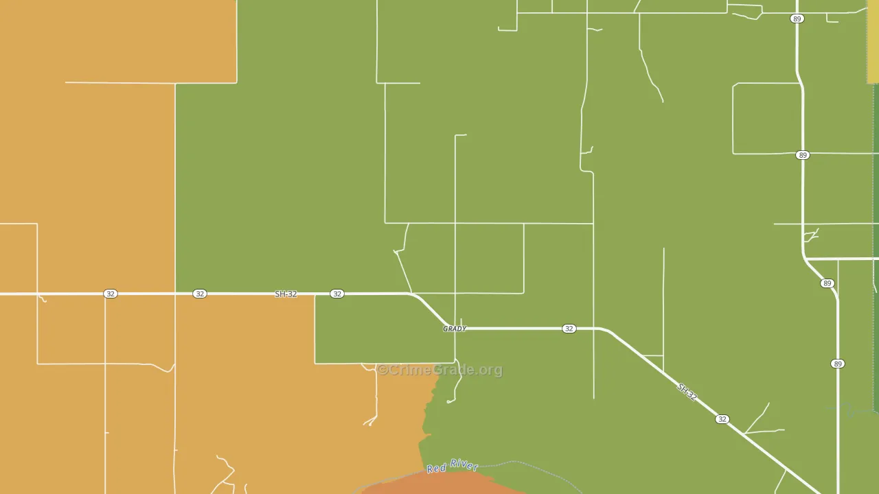 Grady, OK Map of Vandalism Rates