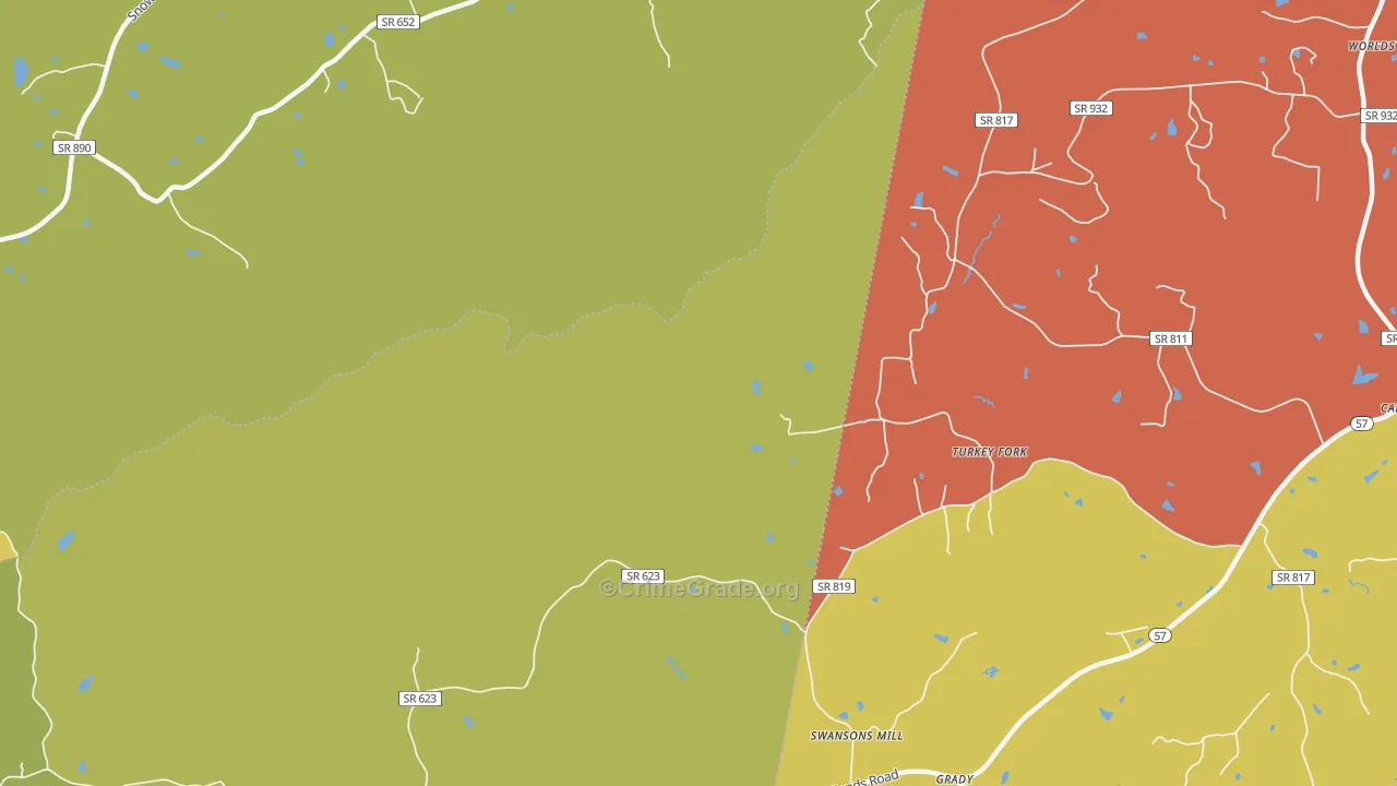 Grady, VA Map of Vandalism Rates