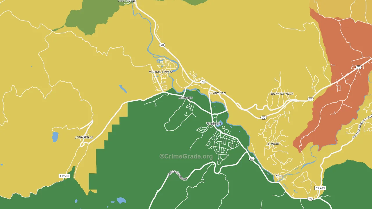 Graeagle, CA Map of Vandalism Rates