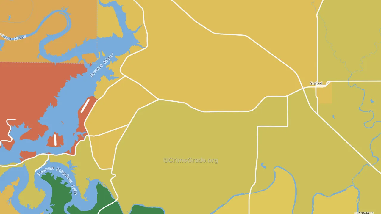 Graford, TX Map of Vandalism Rates