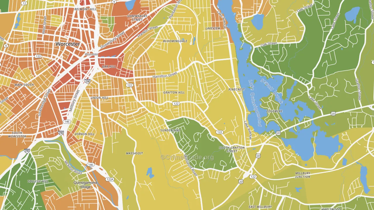 Grafton Hill, Worcester, MA Map of Vandalism Rates