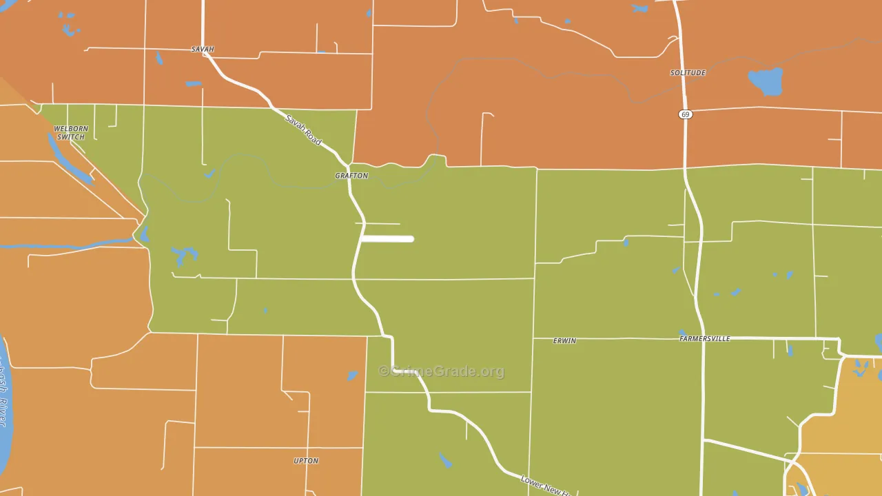 Grafton, IN Map of Vandalism Rates
