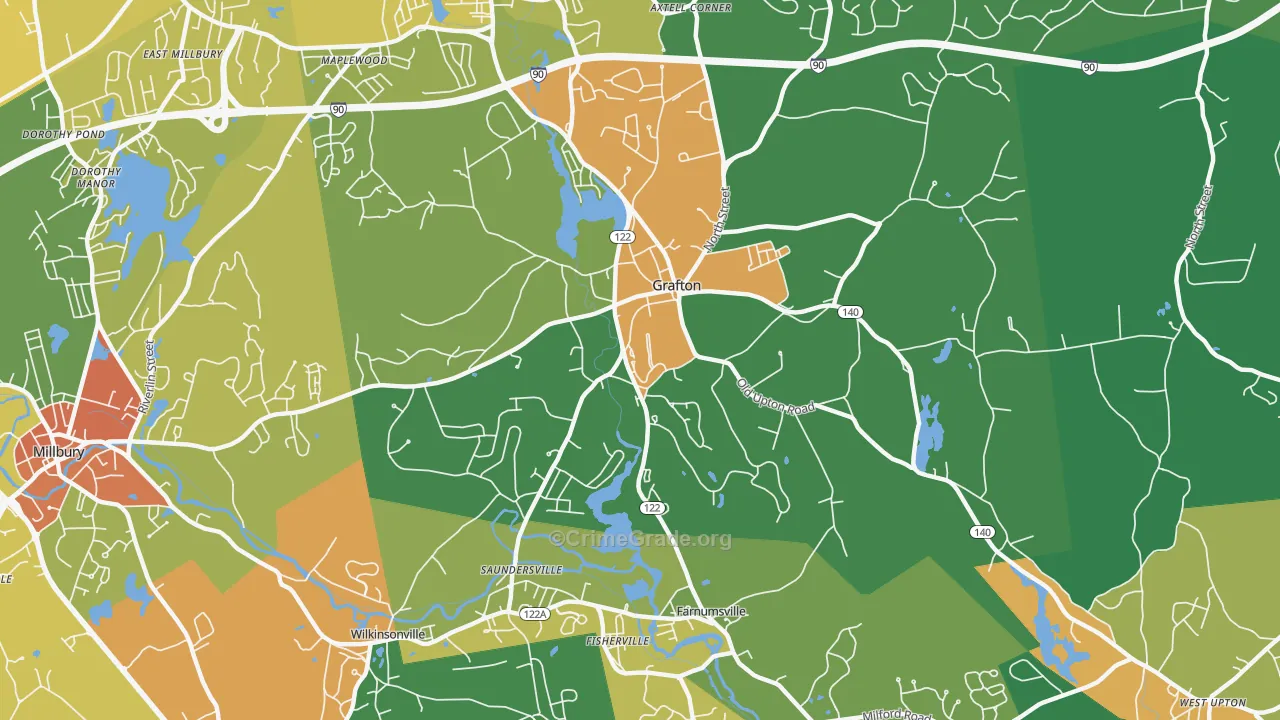 Grafton, MA Map of Vandalism Rates