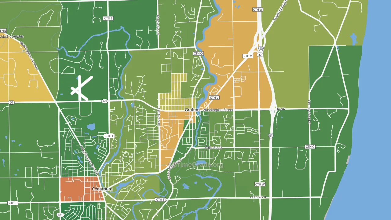 Grafton, WI Map of Vandalism Rates