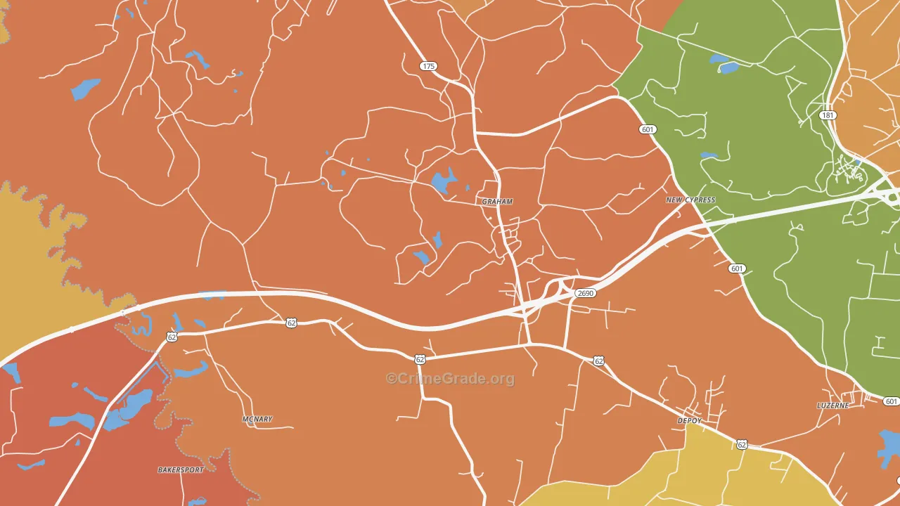 Graham, KY Map of Vandalism Rates