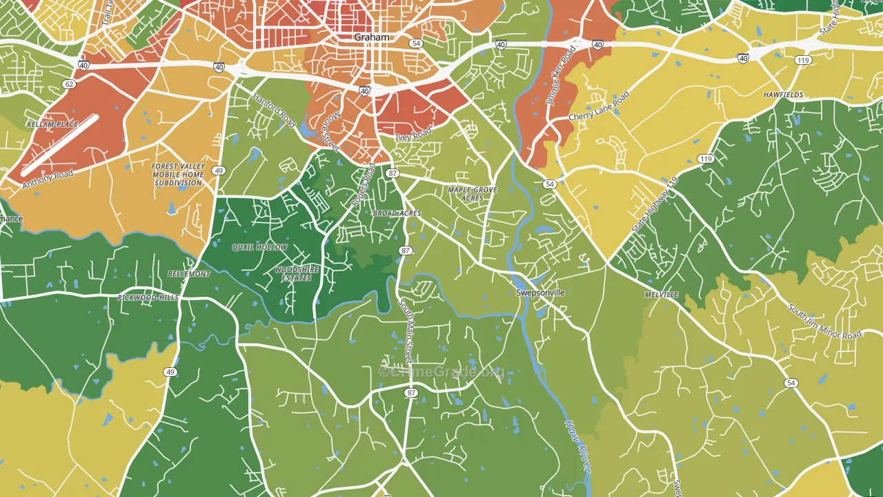 Graham, NC Map of Vandalism Rates