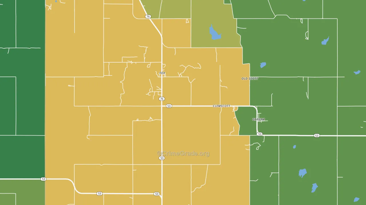 Graham, OK Map of Vandalism Rates