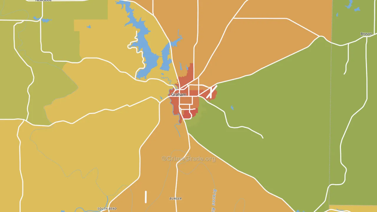 Graham, TX Map of Vandalism Rates