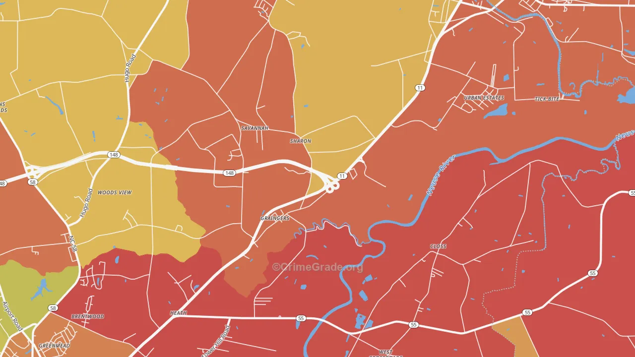Graingers, NC Map of Vandalism Rates