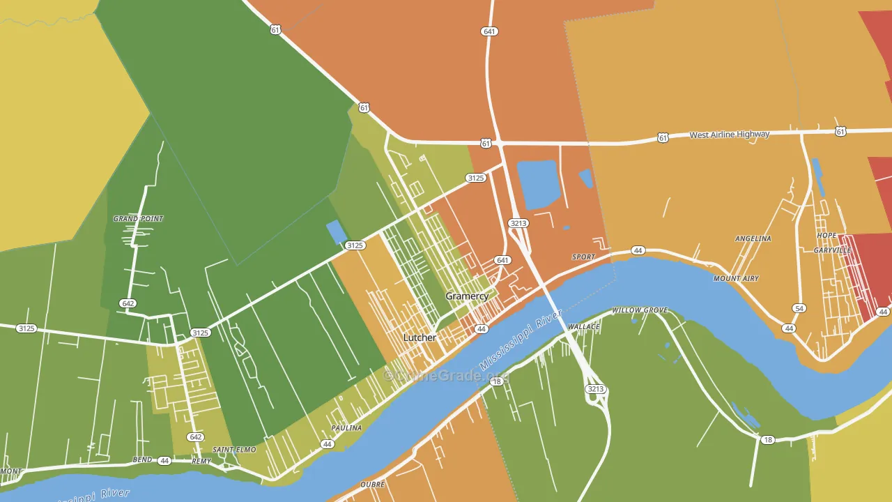 Gramercy, LA Map of Vandalism Rates