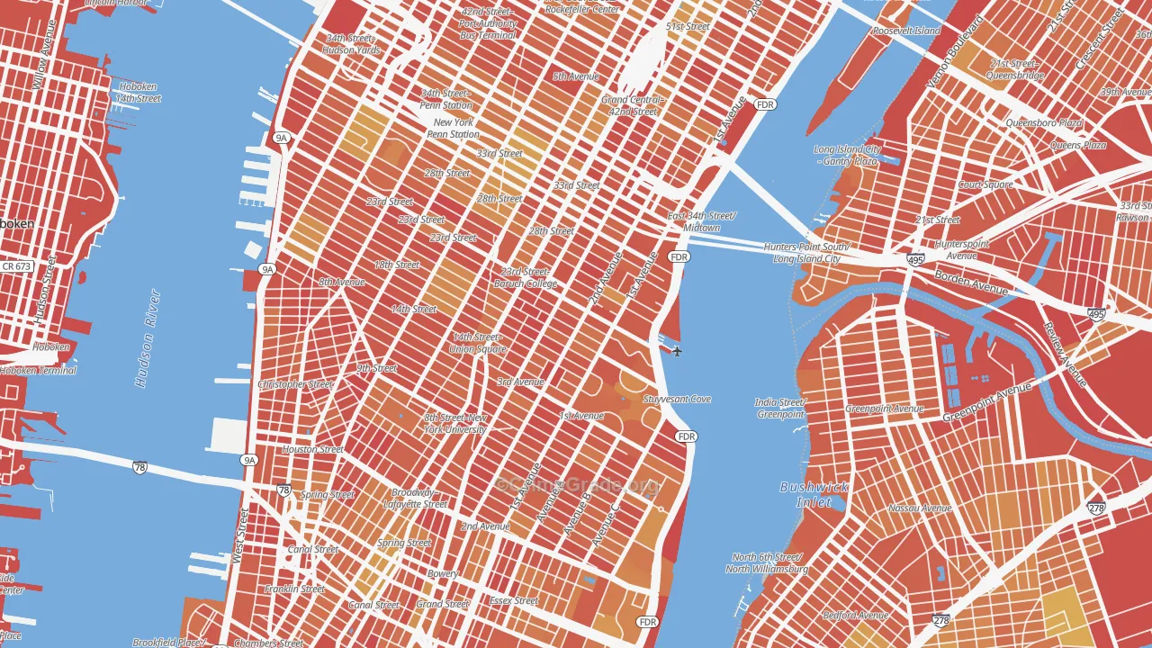 Gramercy, Manhattan, NY Map of Vandalism Rates