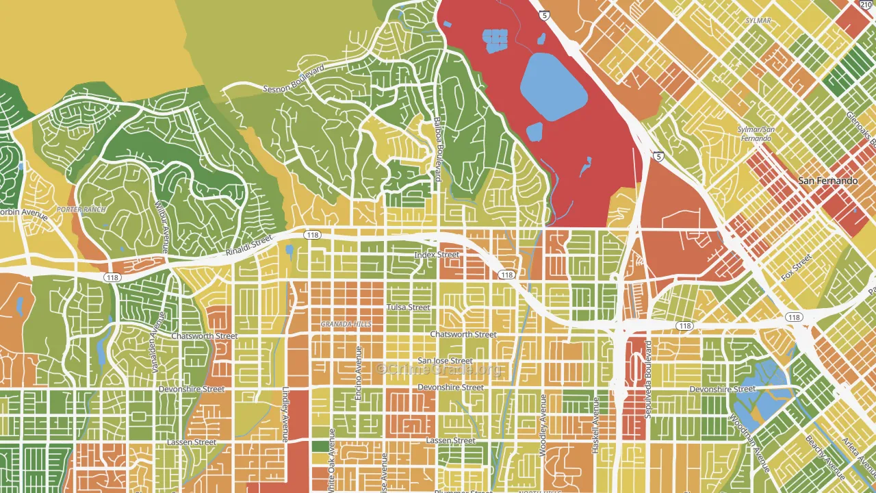 Granada Hills, CA Map of Vandalism Rates