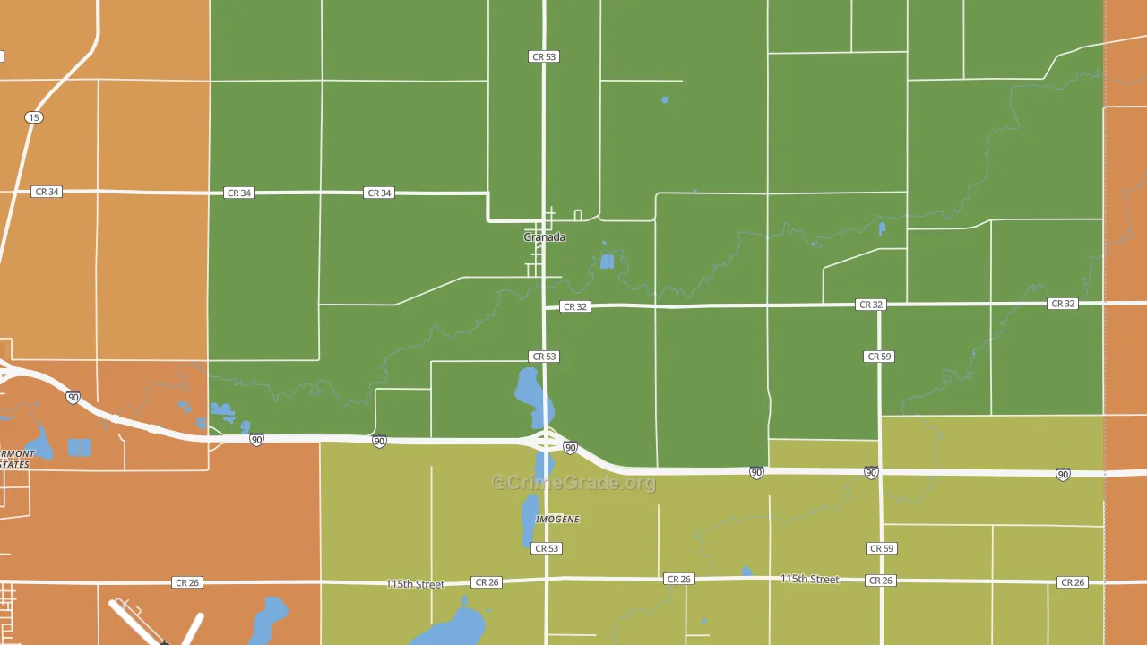 Granada, MN Map of Vandalism Rates