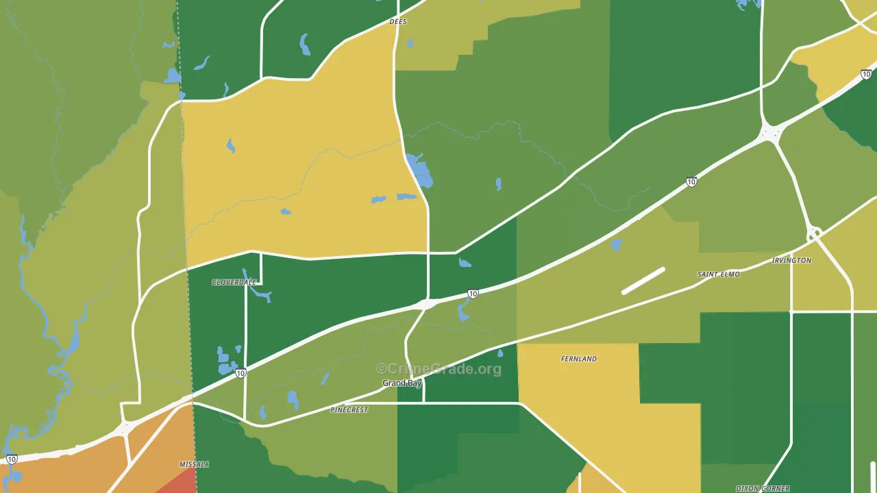 Grand Bay, AL Map of Vandalism Rates