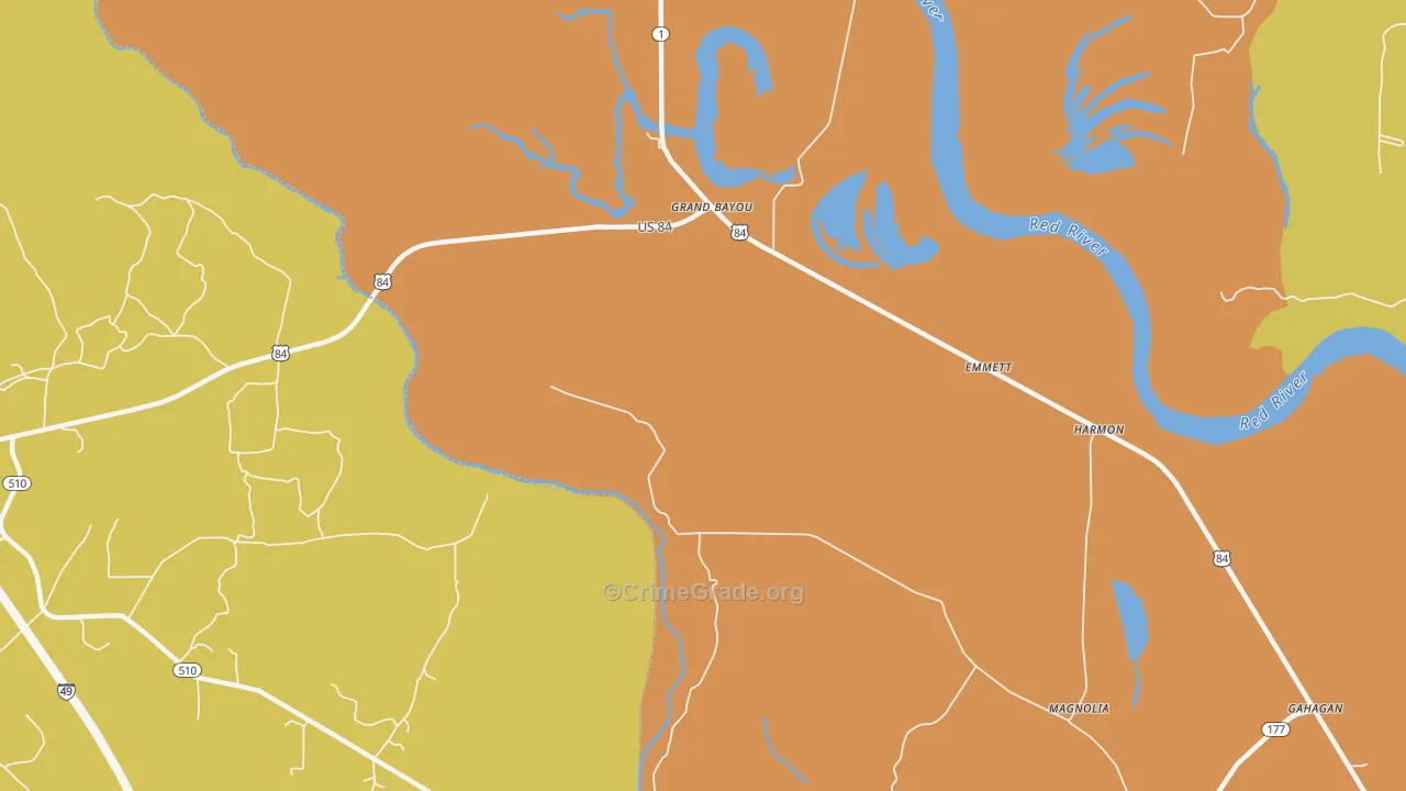 Grand Bayou, LA Map of Vandalism Rates