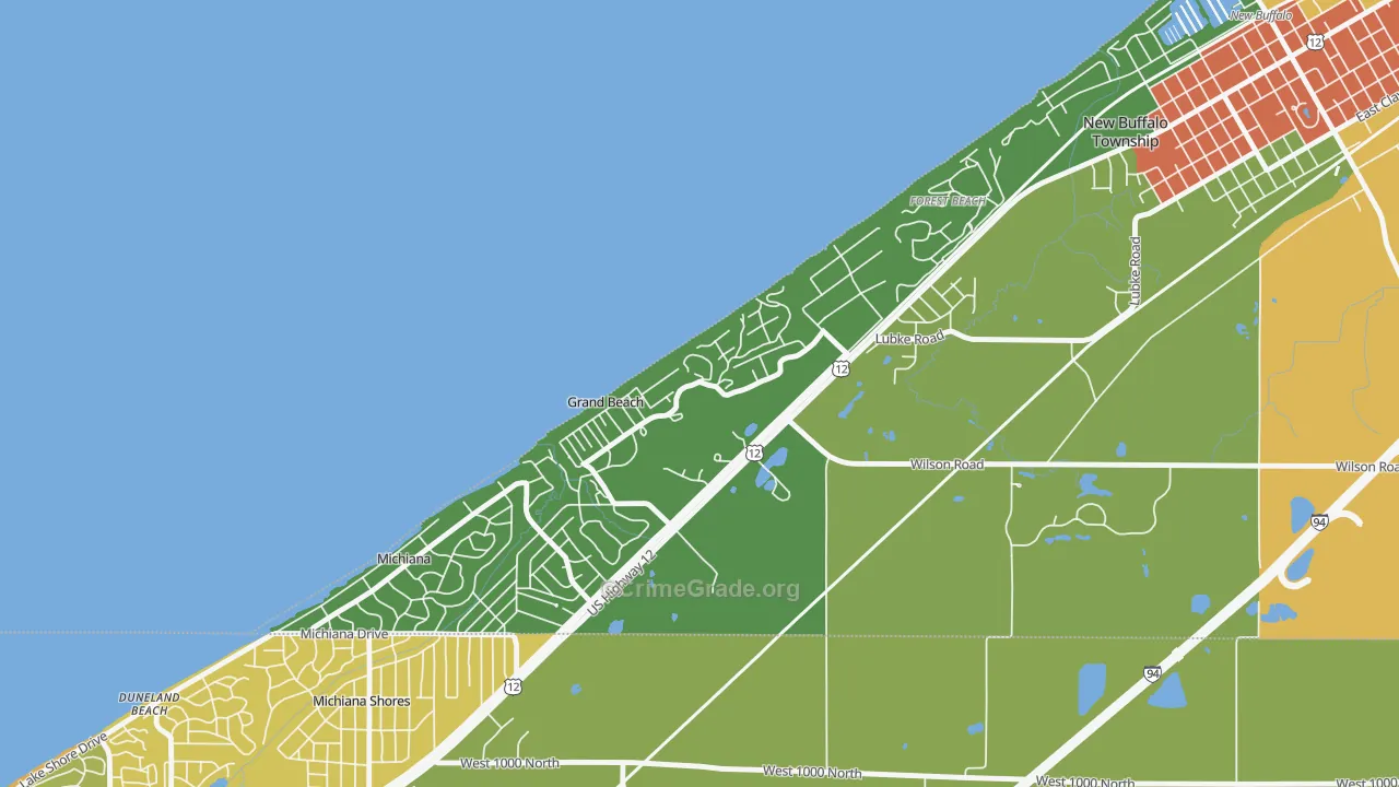 Grand Beach, MI Map of Vandalism Rates