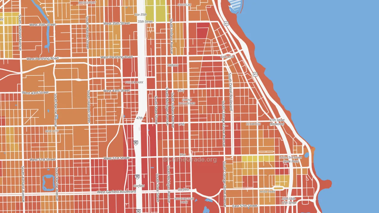 Grand Boulevard, Chicago, IL Map of Vandalism Rates